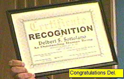 Certificate of Recognition for Delbert